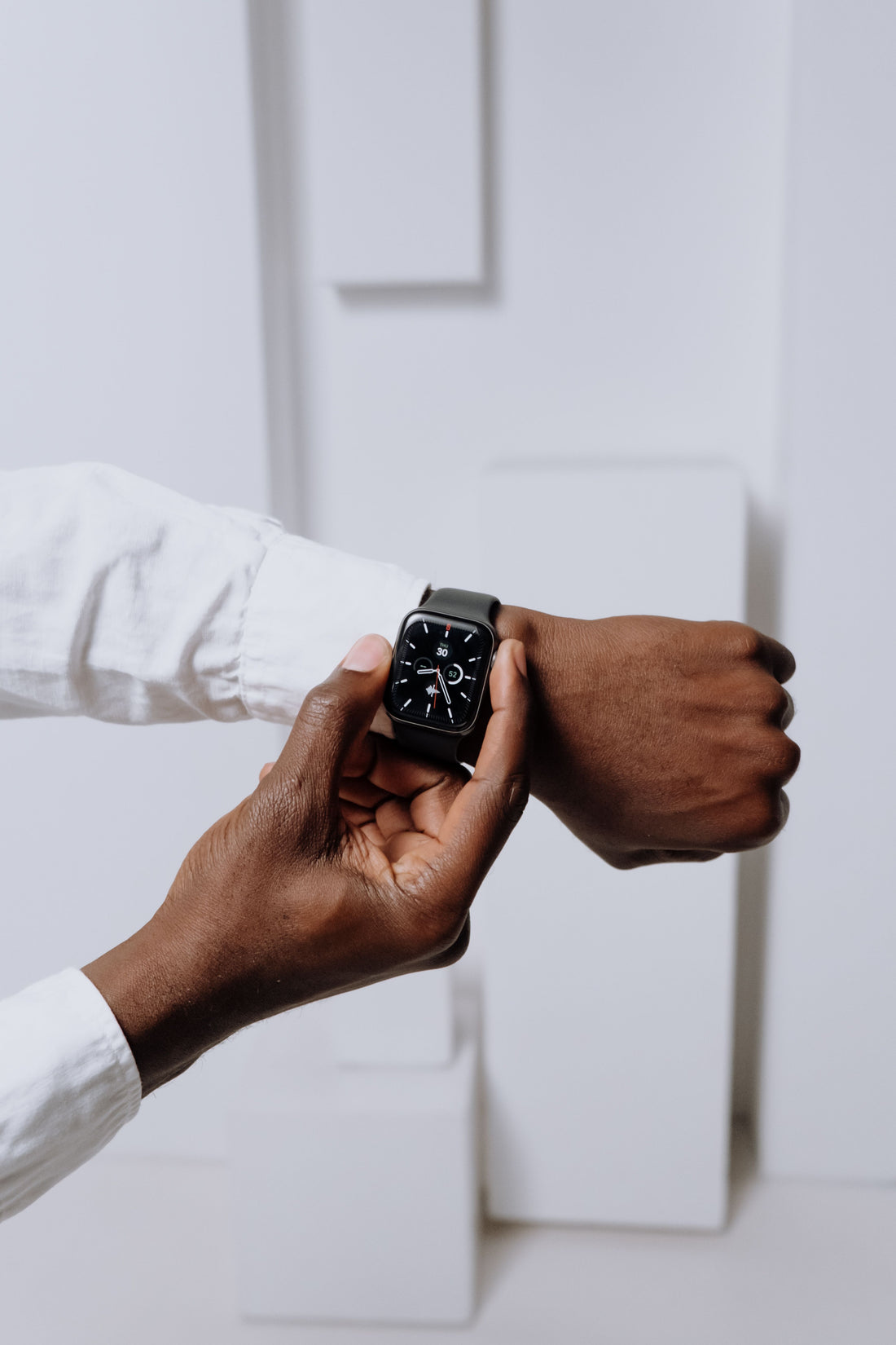 Close up smartwatch on wrist showing heart rate monitor