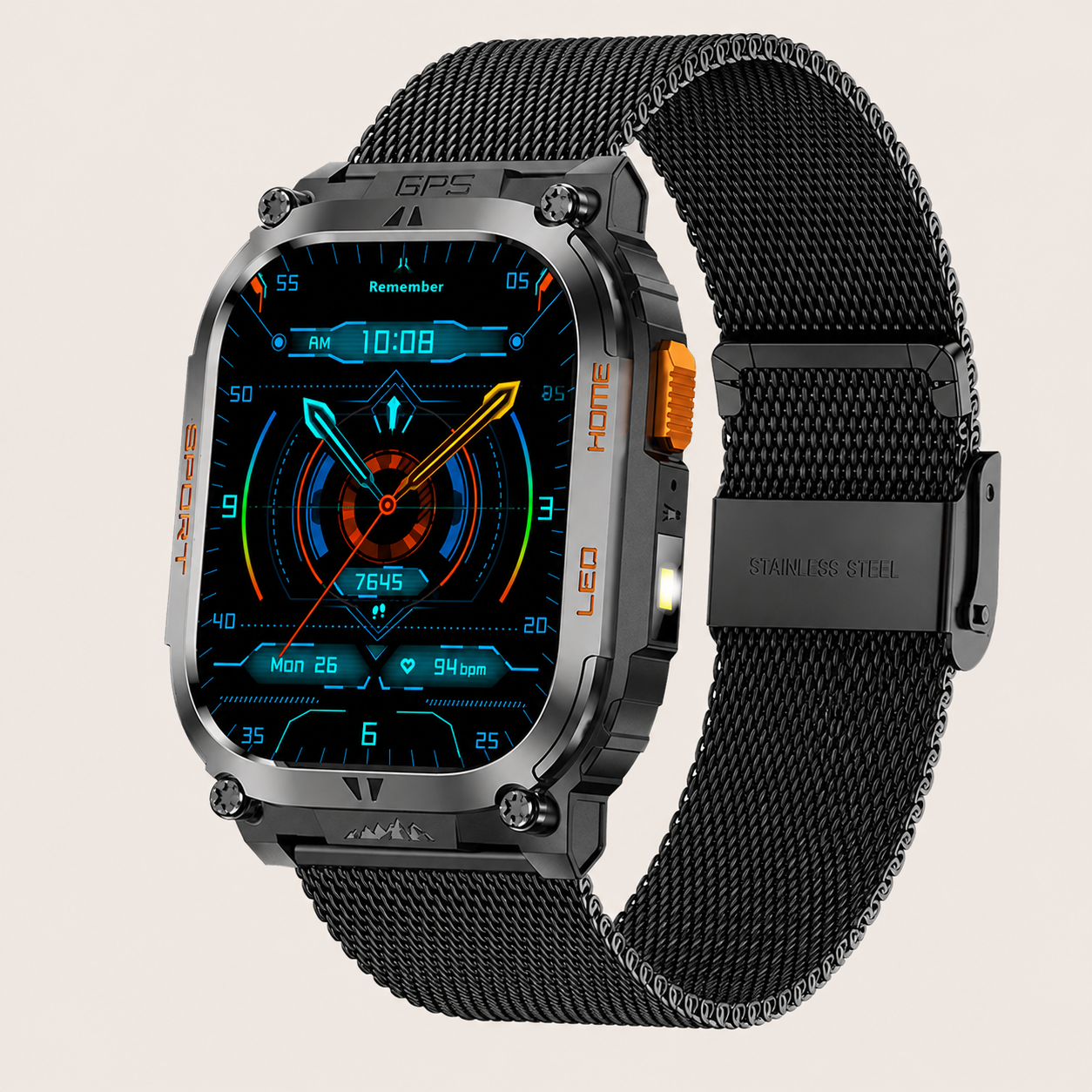 Striker Apex 3 premium smartwatch - Black Steel Band